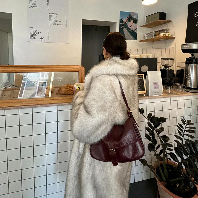 Adriana Luxe Faux Fur Coat – Elegant Knee-Length Winter Outerwear - Image 3
