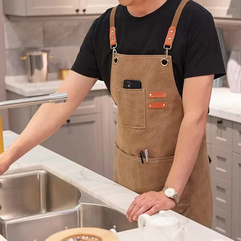 Heavy-Duty Canvas Work Apron – Adjustable Straps Multi-Pocket Tool Apron for Woodworking, Cooking, Crafts & DIY - Image 3