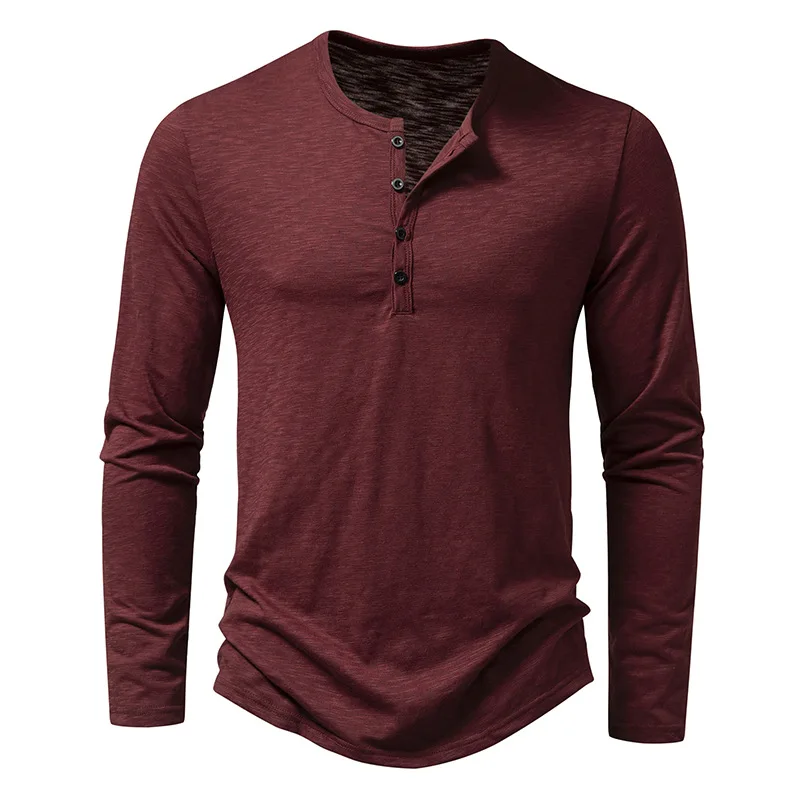 Henley Men’s Long Sleeve Button Neck Top – Casual Men’s Long Sleeve T Shirt Style Shirt - Image 4
