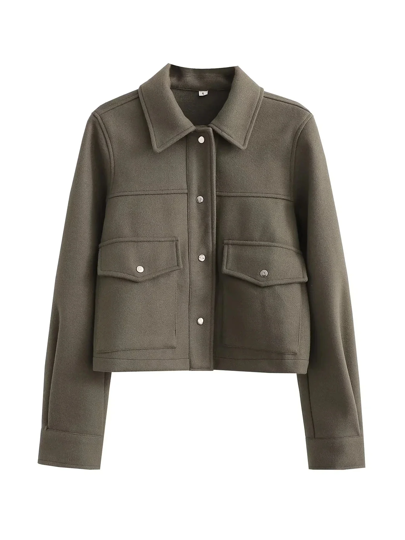 Noa Cropped Lightweight Utility Jacket – Casual Spring Shacket with Front Pockets in Beige, Pink, Green, Khaki & Black - Image 5