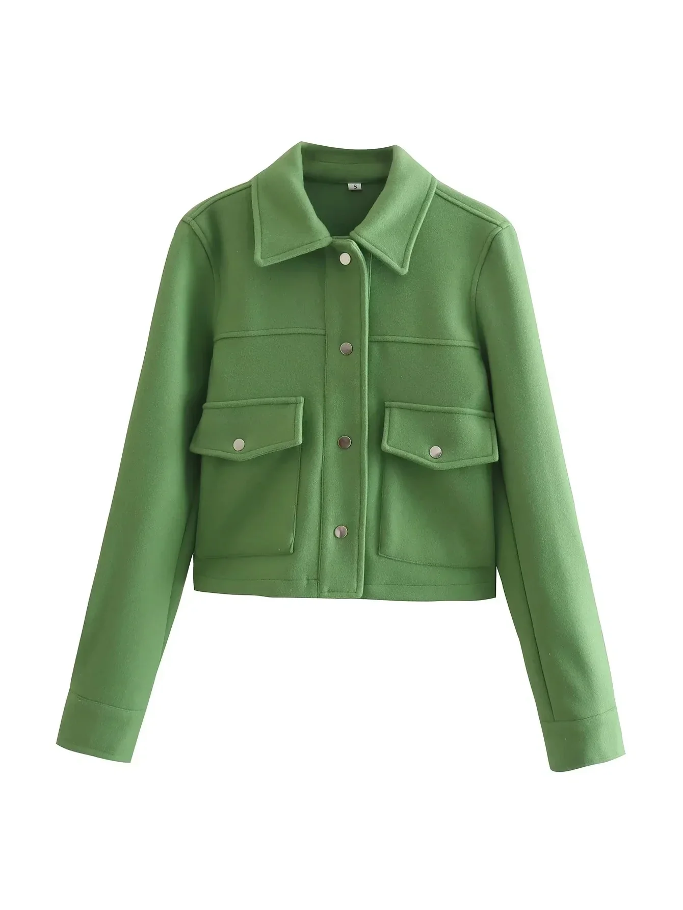Noa Cropped Lightweight Utility Jacket – Casual Spring Shacket with Front Pockets in Beige, Pink, Green, Khaki & Black - Image 7