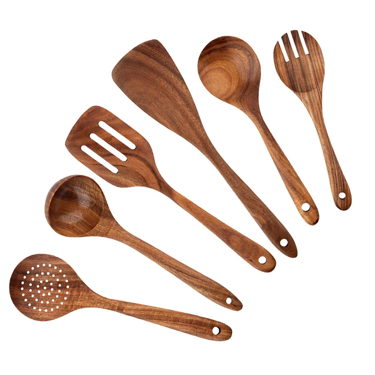 Rustic Wooden Kitchen Utensil Set – Eco-Friendly Cooking Spoons, Spatulas & Ladles for Nonstick Cookware - Image 5